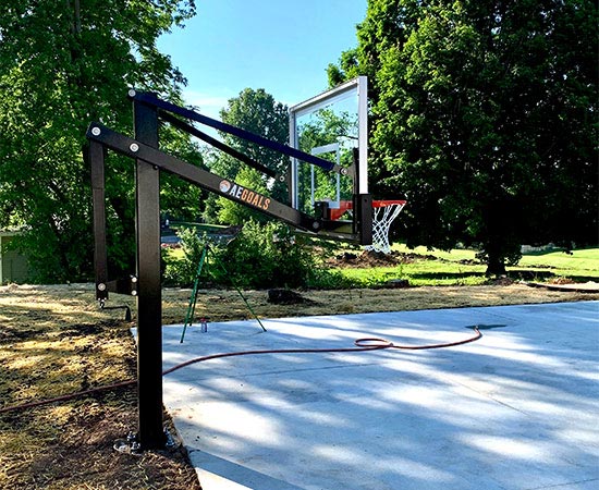 side view of basketball hoop